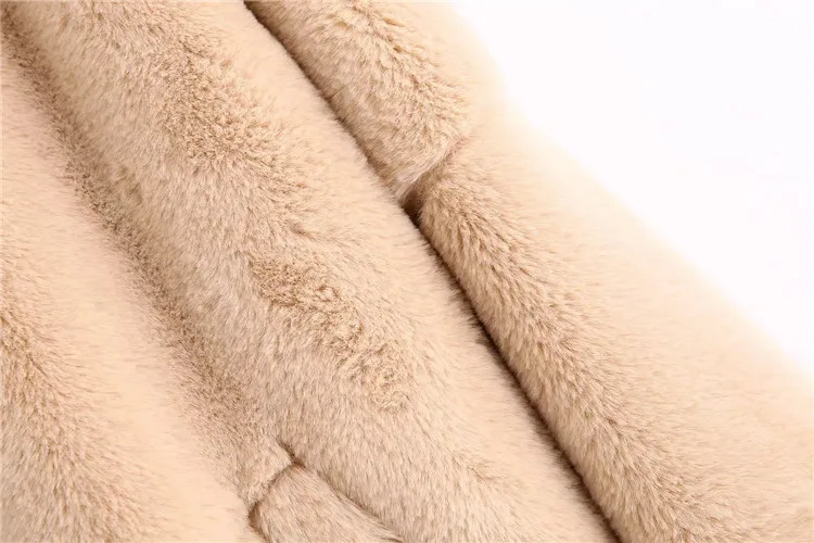 Ph68 Artificial Fur Clothing Effect Pocket Hoodie Women's Pullover Coat