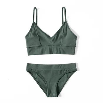 

Thread Cotton Backless Bra and Panties Set Wireless Unlined Bra Set Underwear for Girls Top Lingerie LADY