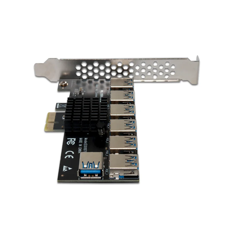 PCI-E Riser Card 1 to 6 USB 3.0 multiplier HUB BTC Mining espansione card 
