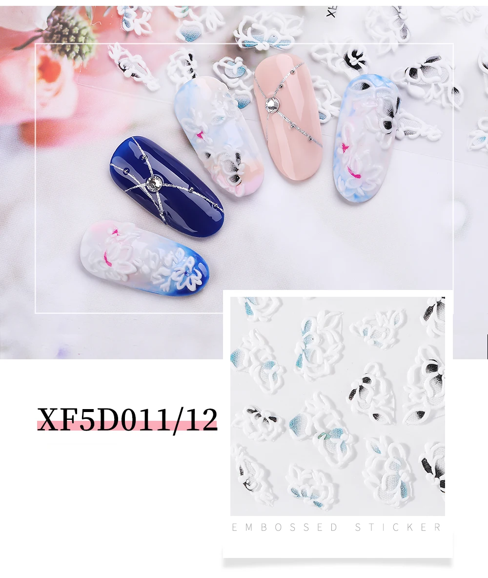 3D наклейки на ногти цветок Emboss набор украшения для дизайна ногтей Наклейка s накладные ногти Цветочные Переводные водонепроницаемые DIY самоклеющиеся