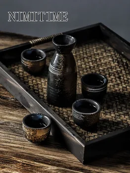 

NIMITIME Japanese Style Ceramic Poecelain Sake Set Wine Pot Home Liquor Retro Wine Water Cup Drinkware