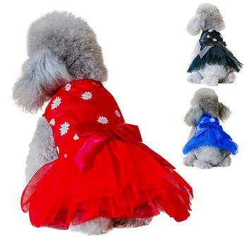 

Summer Dog Mesh Dress Small Dog Wedding Tutu Dress Bow Knot Skirt for Small and Medium Dogs roupa cachorro