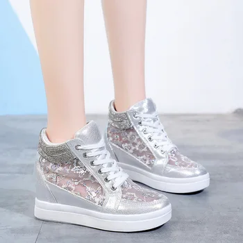 

Women Chunky Sneakers Harajuku Casual Dad Shoes Platform Sneakers Transparent Jelly Sole Breathable Mesh crystal Sneakers