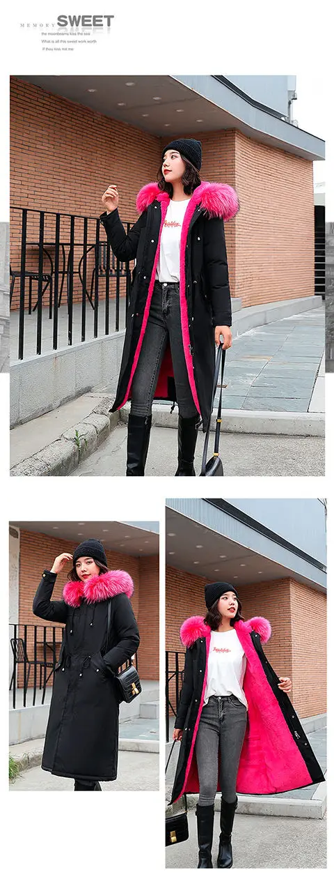 Vangull/зимняя одежда, длинные парки, куртка с меховым воротником и капюшоном, женские парки с меховой подкладкой, плотное Женское пальто на молнии, верхняя одежда больших размеров