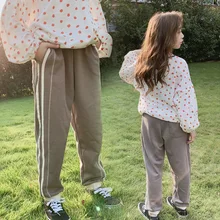 Для девочек Спортивные штаны осенняя одежда стиль Big Boy Western Стиль маленькие штаны для девочек; сезон весна-осень; Повседневное детей, штаны