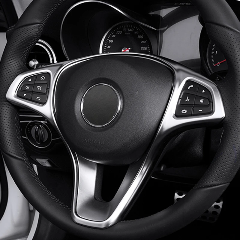 Car Styling Steering Wheel Button Frame Decoration Cover Sticlers Trim for Mercedes Benz C class W205 E class W213 GLC X253 Auto