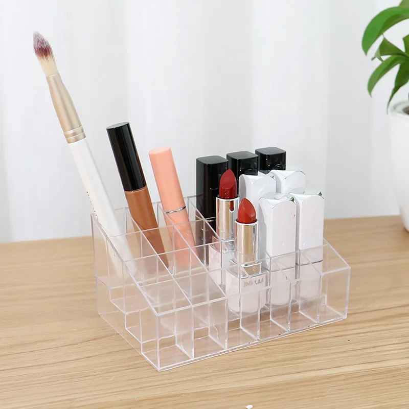 Bolsa de almacenamiento para lápices de labios, 14,3x9,5x7,3x4cm, estante de almacenamiento para maquillaje, compartimento transparente Simple, estante para barra de labios porosa