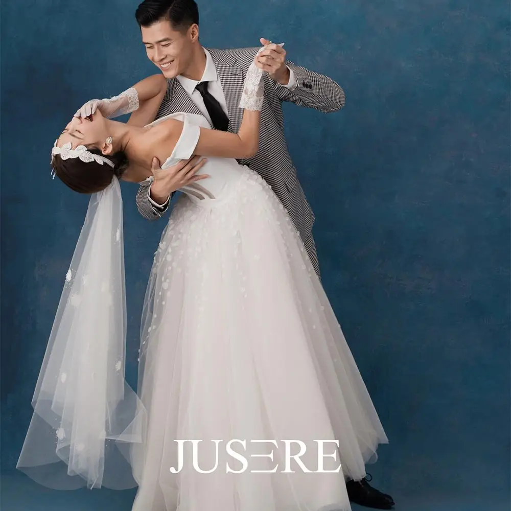 JUSERE цвета слоновой кости свадебное платье а-силуэта с короткими рукавами vestido de noiva кружева свадебные платья hauta кутюр