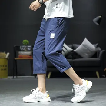 

2020 summer popular fashion solid color roll pants casual casual wear wild 7 points pants 978