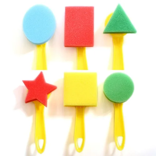 geometric 6pcs Губки для рисования, кисти, детские наборы для рисования, раннее обучение, игрушки для рисования, для рукоделия - Color: geometric 6pcs