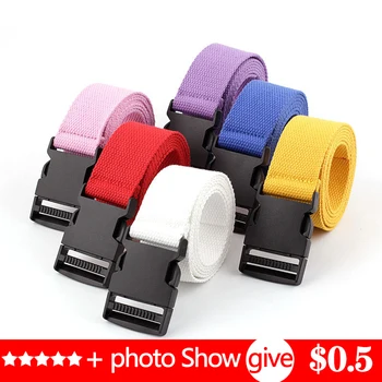 

2019 New fashion canvas belt Men's belt ladies automatic smooth buckle belt nylon casual belt Unisex harajuku punk pants