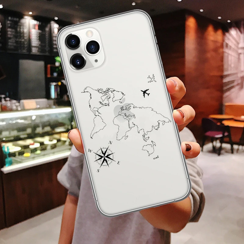 World Map Travel Just Go Soft Phone Cases for iPhones 11 Pro Max 2019 plane silicone Cover For iPhones 6s 7 8 Plus XR XS Max X