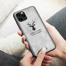 Роскошный холщовый чехол на заднюю панель с оленем и буквами для iPhone 6, 6S Plus, 5 S, SE, мягкий силиконовый чехол-бампер для iPhone 11 Pro, X, XR, XS, Max, 7, 8 Plus