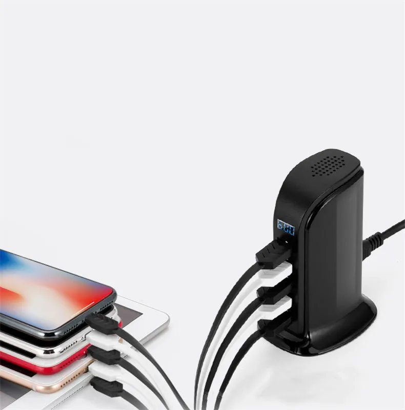 5 usb портов мульти телефон зарядное устройство светодиодный дисплей многофункциональная usb зарядная станция Универсальный мобильный телефон стол настенный дом США ЕС вилка