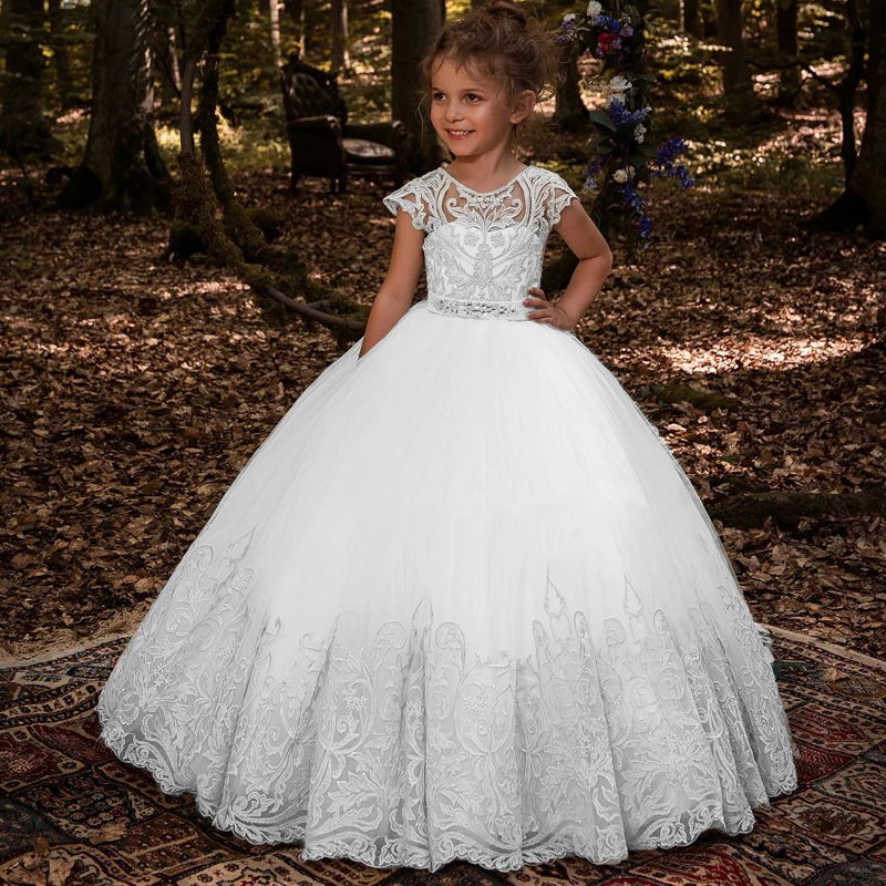 Lace Flower Girls Dresses For Wedding First Communion Dresses Party Prom Princess Gown Pageant Dresses