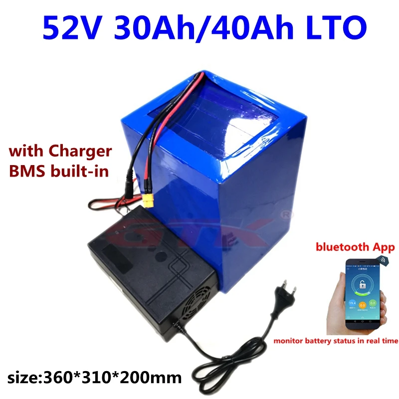 20000 циклов GTK LTO 52V 30Ah 40Ah литиевая титановая батарея с bluetooth BMS для