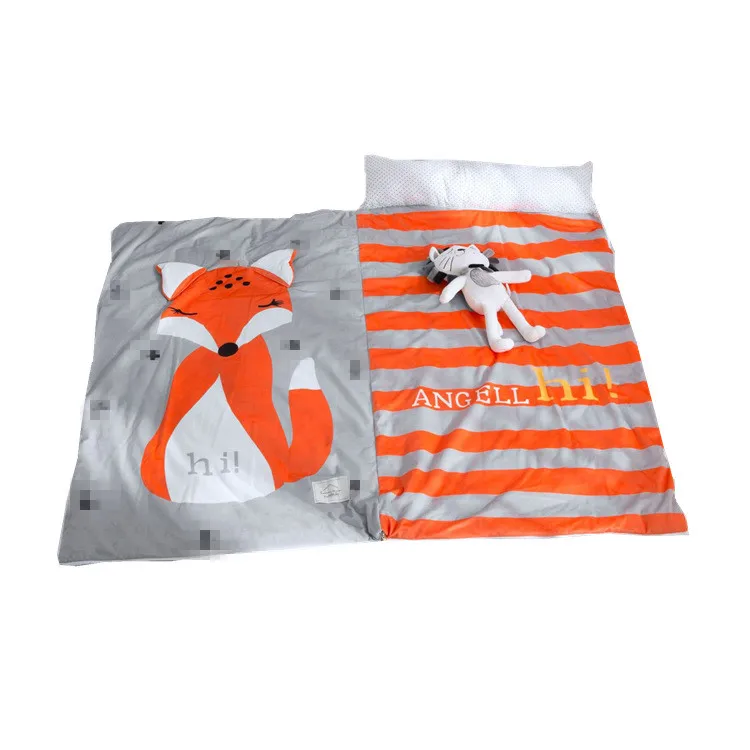 Home bed baby sleeping bag Cotton+ soft fleece Boy Girl Child fleabag AB side fox bear mothercare kids body cover 70*150cm