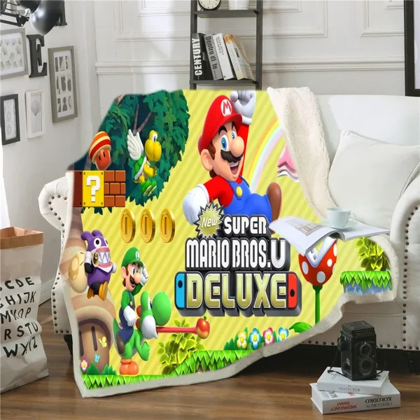color-1 Одеяло с игровыми персонажами, мягкое плюшевое одеяло для детей, мальчиков, Супер Братья Марио, прыгающие зимние простыни, уютные Чехлы для дивана - Цвет: color-1