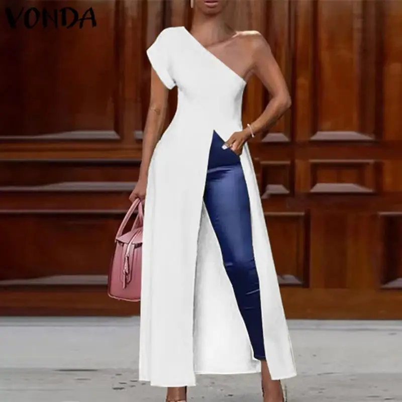 Off Shoulder Blouse Women Summer Tops Long Party Shirts VONDA 2020 Female Sexy Split Hem Casual Tunic Plus Size Blusa Off Shoulder Blouse Women Summer Tops Long Party Shirts VONDA 2020 Female Sexy Split Hem Casual Tunic Plus Size Blusa