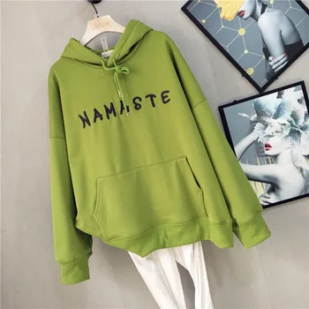 

2020 Autumn & Winter New Arrival Plus Size Hooded Plus Velvet Sweatshirt Korean Version Loose Sweatshirt Thin Free Shipping