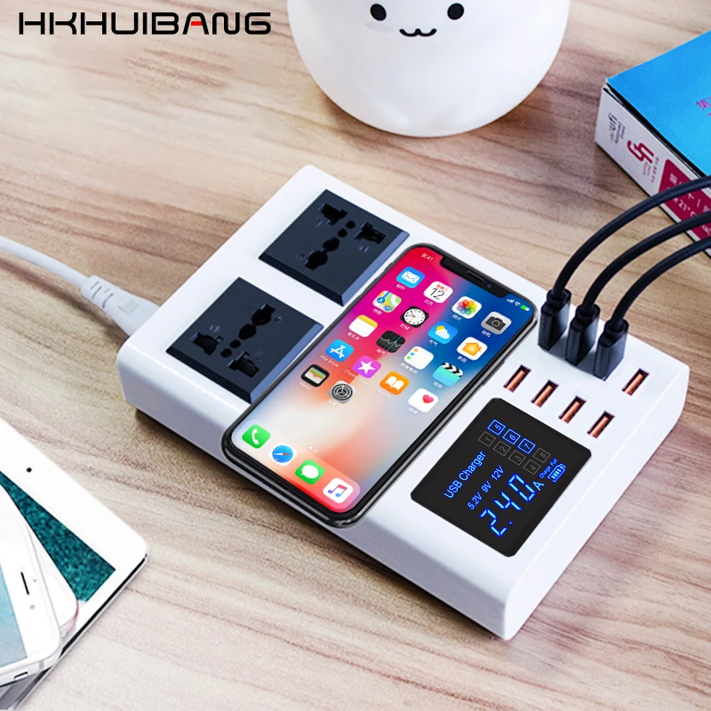 HKHUIBANG usb зарядное устройство для телефона 4 в 1 8 портов светодиодный дисплей блок