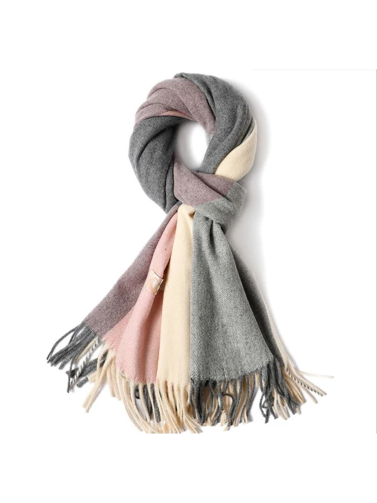 Новинка 2019, осенний и зимний шерстяной клетчатый шарф, Женский высококачественный длинный стильный универсальный шарф, утолщенная теплая