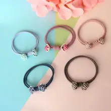 Японский, корейский, ученические милые мягкие повязка для волос Цвет узел в зернах с в стиле «Mori Girl» и линии Элегантные Универсальные резиновые кожаные ремни