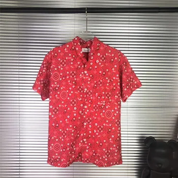 

Summer 2020 short-sleeved print RED RHUDE shirts for men and women 1: 1 high-quality fashion flower top tee RHUDE shirt