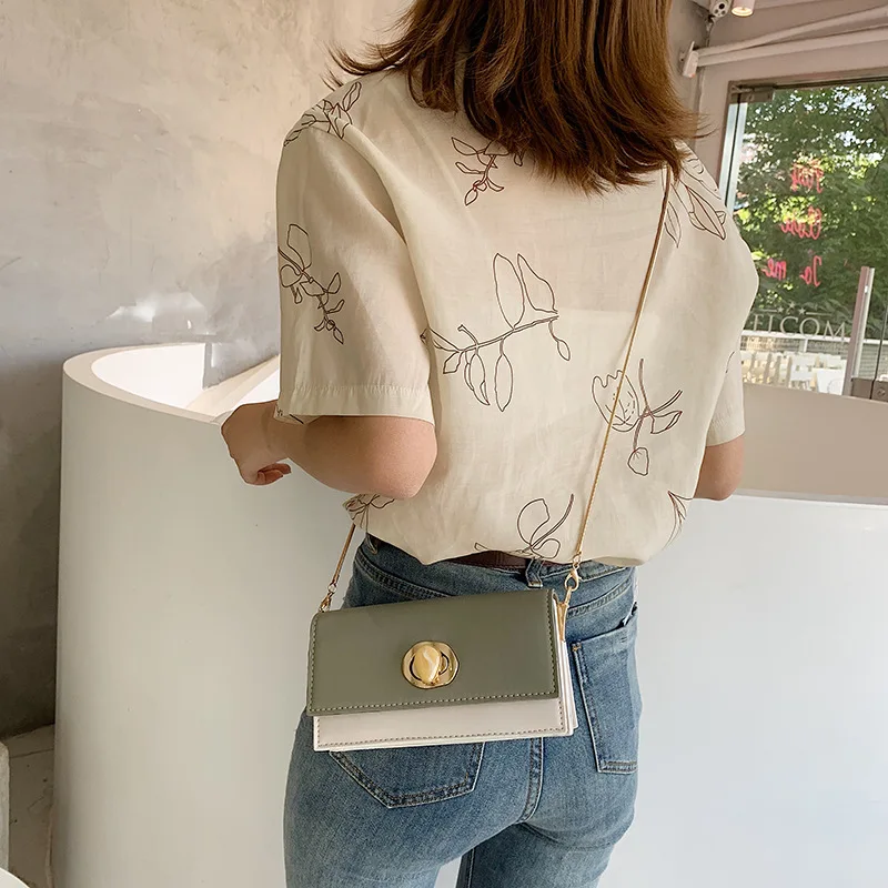 

Korean Fashion Women's Bag 2019 New Baita Chic Chain Bag Lock Button Single Shoulder Slant Bag Tide