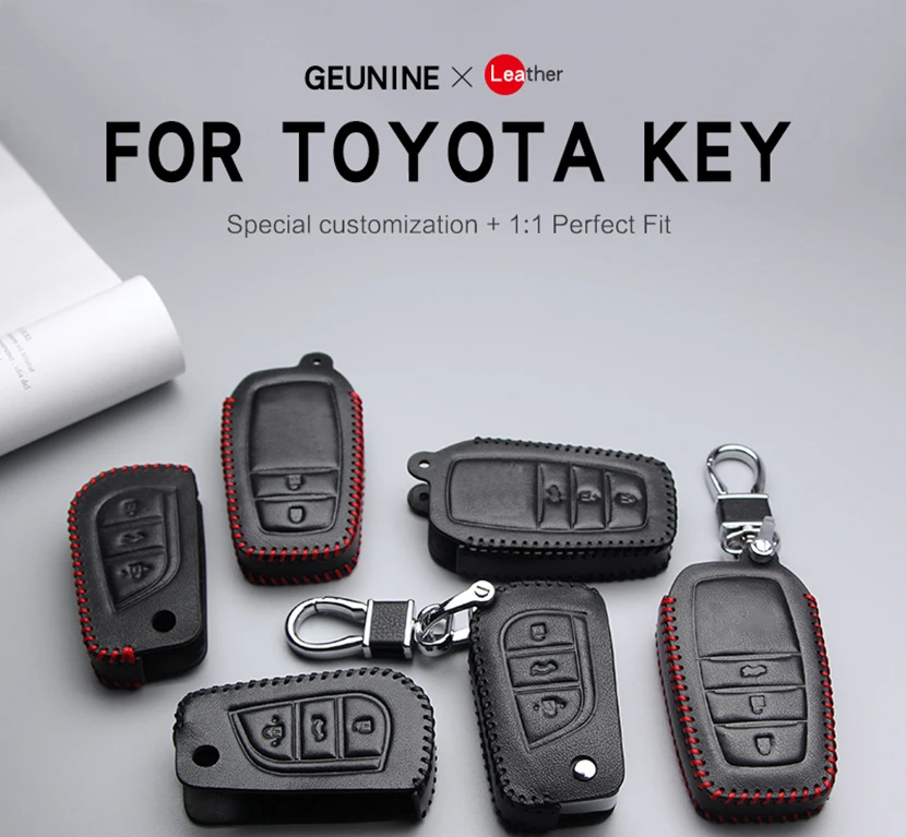 Кожаный чехол для ключей автомобиля для Toyota Auris Camry Aygo Rav4 Chr Vitz Prado Hilux Sienna Yaris Aqua Crown аксессуары для ключей