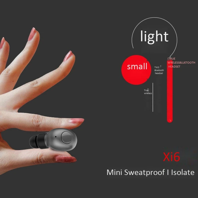 Xi6 Bluetooth Headset TWS Wireless Bluetooth Earbuds Sports Waterproof Headset with netic Charging Compartment