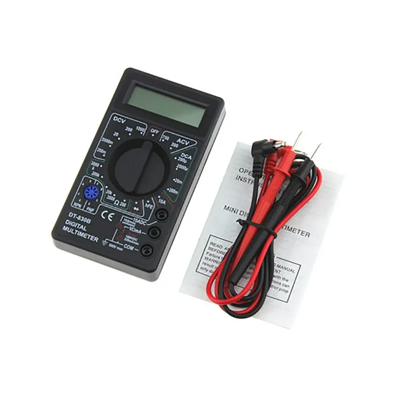 

DT830B Mini Multimeter AC/DC LCD Digital Multimetro Volt Amp Ohm Tester Meter Voltmeter Ammeter Overload Protection With Probe