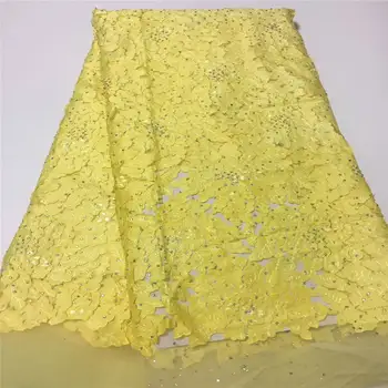 

(5yards/pc) High quality African French net lace fabric sequins tulle lace with beads and embroidery for party dress H2922.
