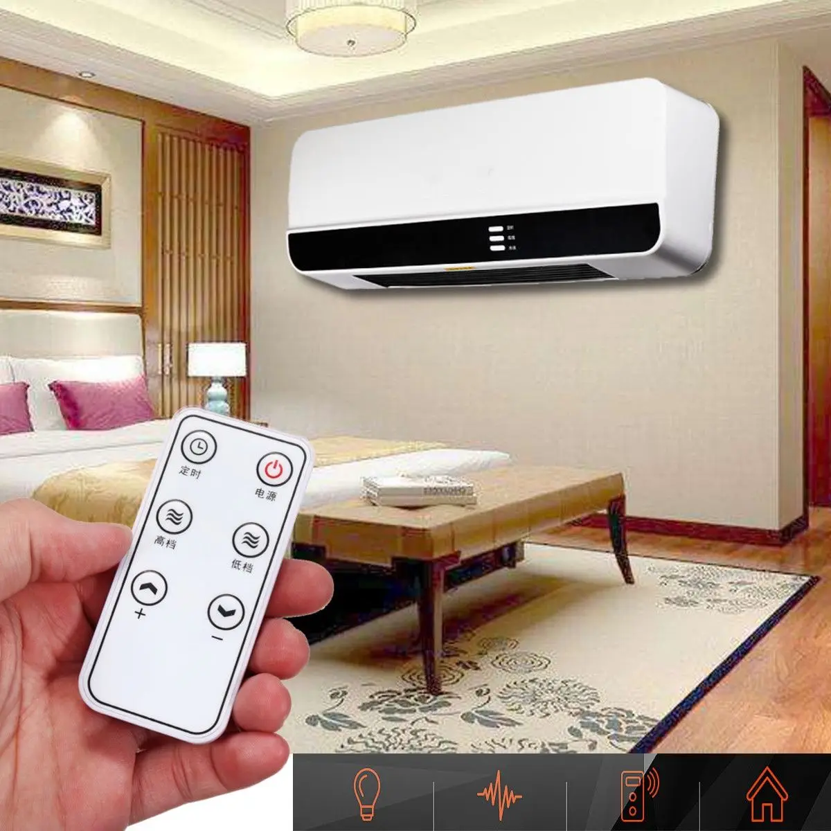 

2000W 220V Electric Wall Mounted Heater Bathroom Remote Heating Air Conditionin