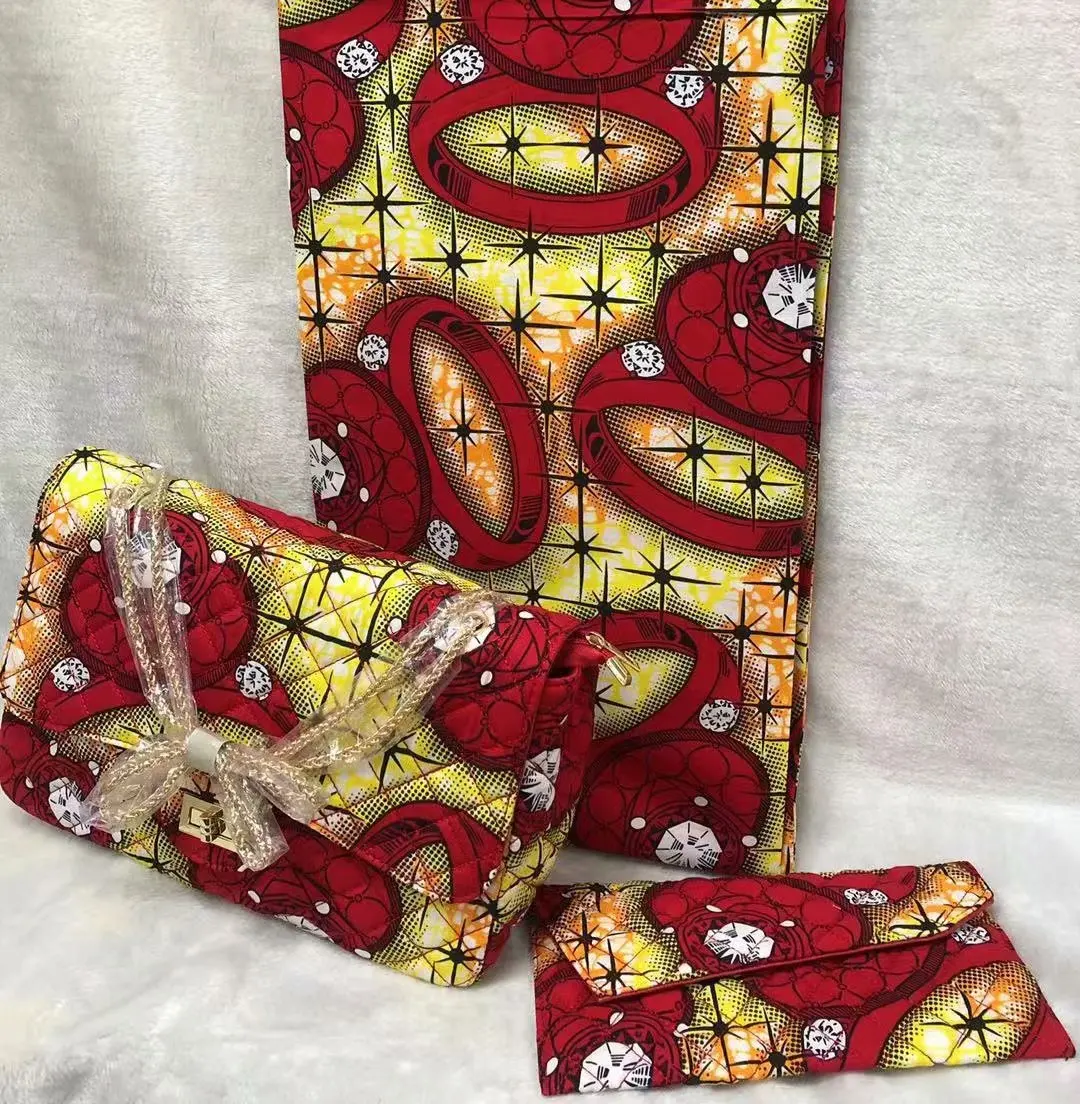 Горячая Африканский Воск Сумка Набор модный дизайн Африканский Воск Hollandias Женская две восковые сумки соответствующие 6 ярдов