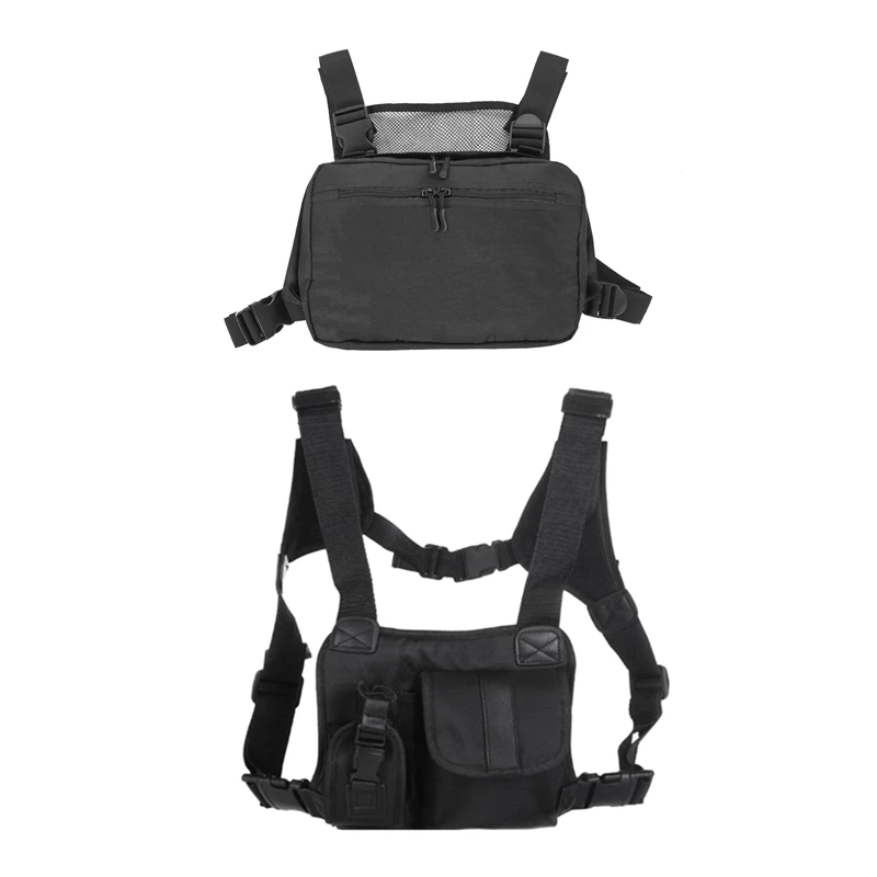 

1 Pcs Outdoor Vest Chest Rig Black Chest Front Pack Pouch Rig Carry & 1 Pcs Black Chest Rig Bags Waist Bag Hip Hop Streetwear Fu