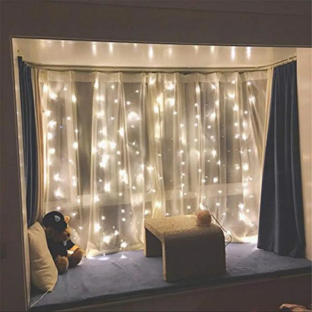 

8 Modes LEDS Icicle Curtain String Lights Waterfall Xmas Party Christmas Fairy String Light for Home Holiday Garden Decor USB#G8