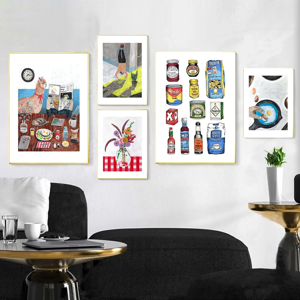 

Abstract Store Cupboard Cartoon Posters Wall Art Prints Food Coffe Canvas Painting Flowers Decor Pictures For Dining Room Decor