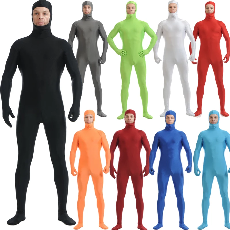 

Костюм зентай с открытым лицом для взрослых Мужской, цельный нейлоновый костюм из спандекса и второй кожи для Хэллоуина, полноразмерные костюмы для косплея