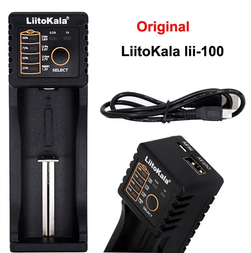 Lii 100 No plug LiitoKala 18650 зарядное устройство емкость тест внутреннее сопротивление для 18650 26650 21700 18350 AA AAA 3,7 V/3,2 V/1,2 V - Цвет: Lii 100 No plug