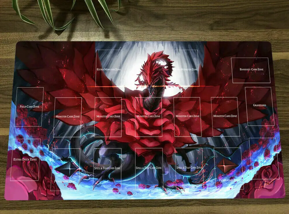 Nuovo Tappetino Da Gioco Yugioh Black Rose Dragon Ccg Tcg Gioco Di Carte Collezionabili Tappetino Per Mouse Con Zone + Borsa Regalo Gratuita