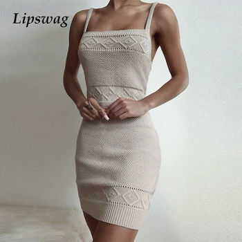 

Elegant Hollow Out Crochet Knitted Dress Women Sexy Backless Straps Mini Dress Summer Sleeveless Bodycon Party Dress Vestidos XL