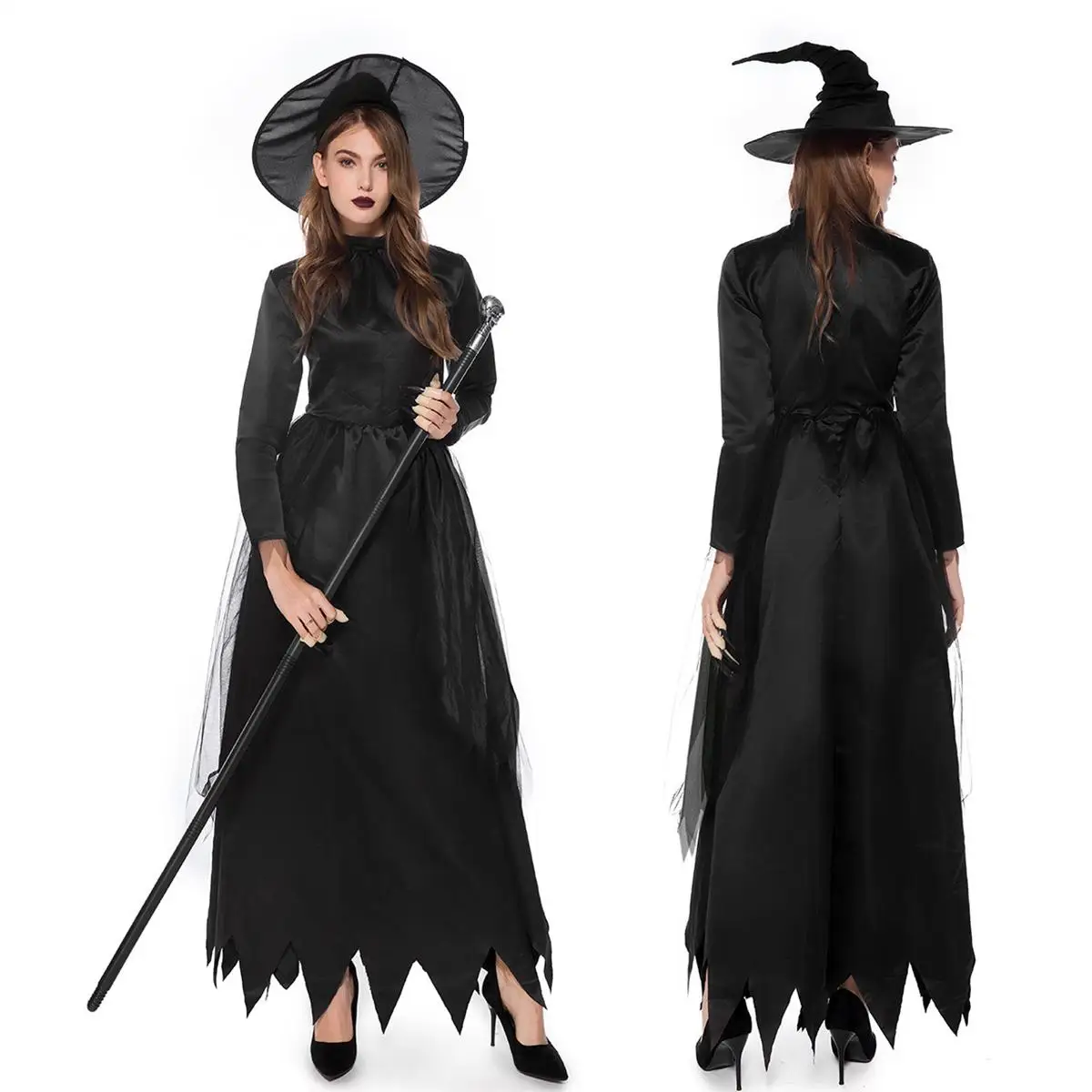 Платье дьявола на Хэллоуин, костюм ведьмы для взрослых, костюм для вечеринки, одежда для девочек, женщин, вампиров, Детский костюм для косплея на Хеллоуин, черный цвет