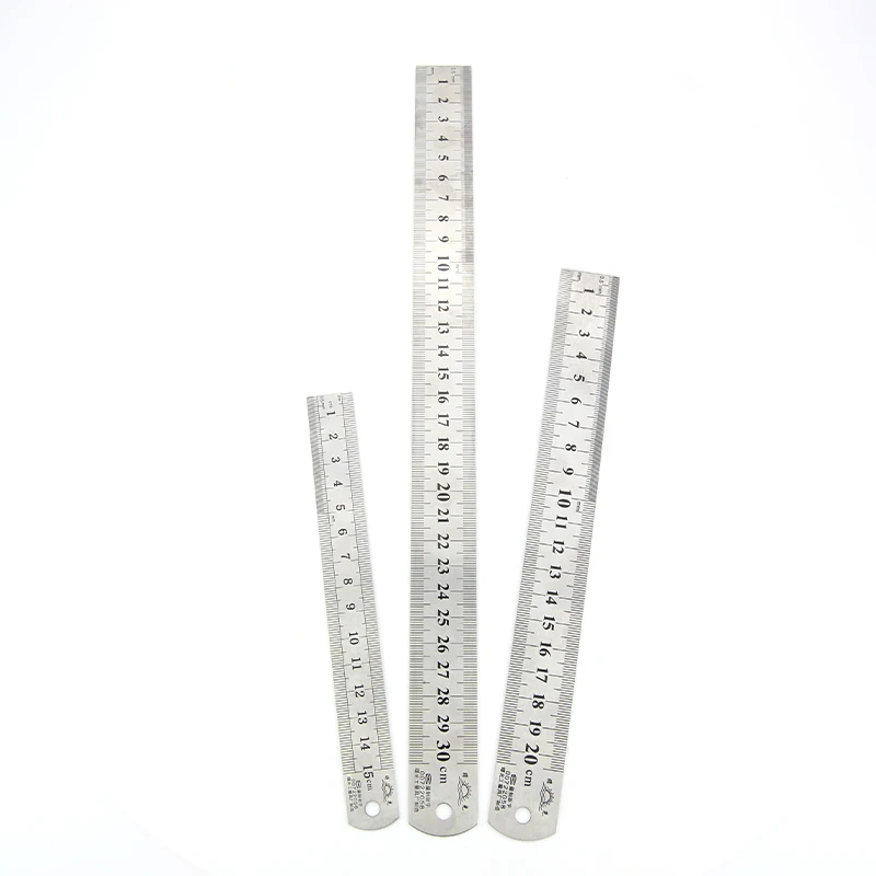 Straightedge Double Side Scale Metal Ruler Stainless Steel Woodworking Drawing Measuring Tools 0-15/25/30mm 1pcs woodworking ruler