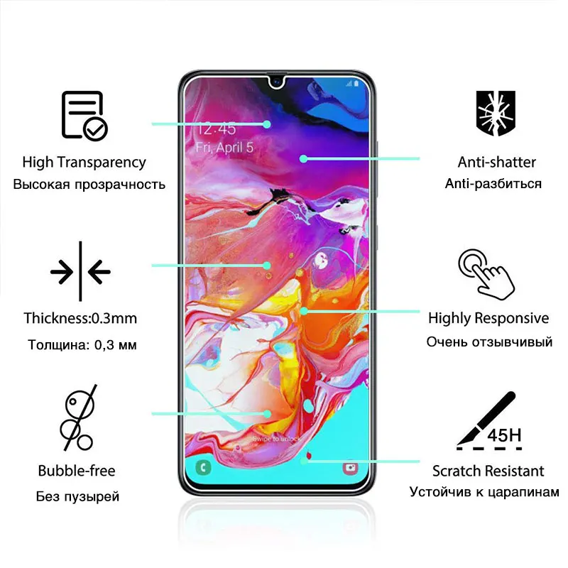 3Pcs Protective Glass For Samsung Galaxy A50 A30 A20 Screen Protector For Samsung M10 M20 M30 A40 A70 A80 A90 A10 Tempered Glass