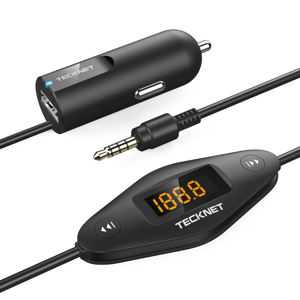 TeckNet Универсальный USB Комплект автомобильного зарядного устройства громкой связи беспроводной fm-передатчик MP3-плеер 3,5 мм аудио разъем USB Автомобильное зарядное устройство