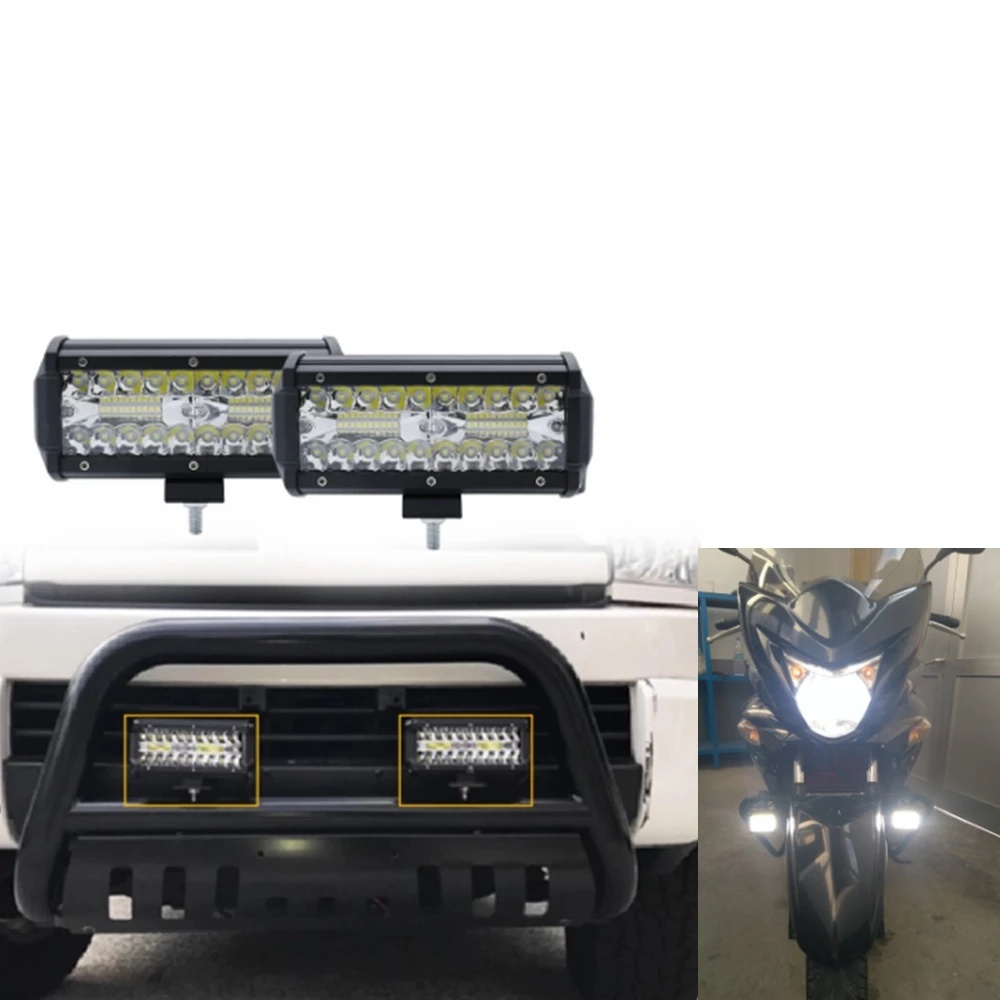 72ワットledライトバーのためトラック車トラクターオフロードsuv 4wd 4 4ボートatvスポットコンボledバーワークライト12v Aliexpress 自動車 バイク