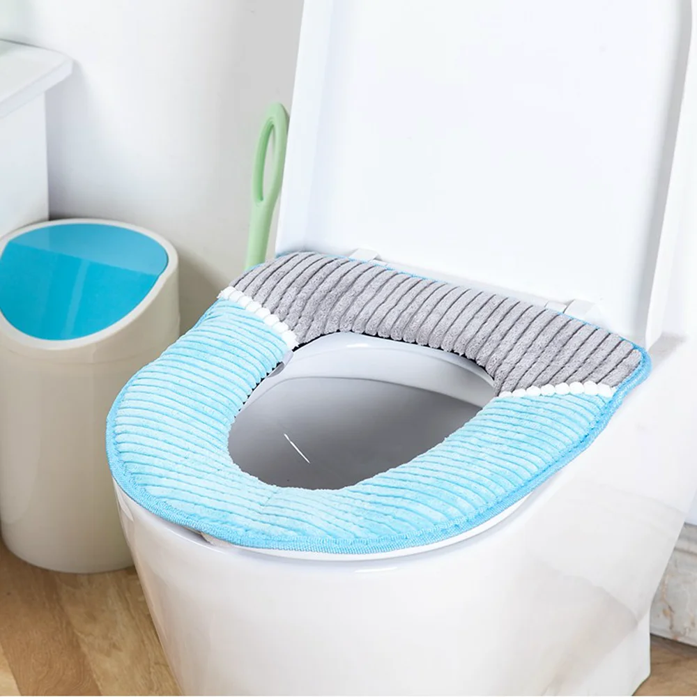 Blue Вельвет PU Closestool мягкий грелка все формы защитное покрытие для ванной комнаты унитаза крышка сиденья многоразовые прочный нетоксичный легко чистить - Цвет: Blue