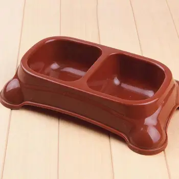 

Plastic Double Feed Bowl Pet Dog Cat Water Dish Station Elevated Feeder Solid