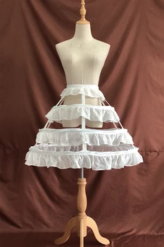 

2020 Womens Hollow Lolita Short Birdcage Petticoat Elastic Waist 3 Hoops Pleated Ruffles A-Line Cosplay Crinoline Underskirt